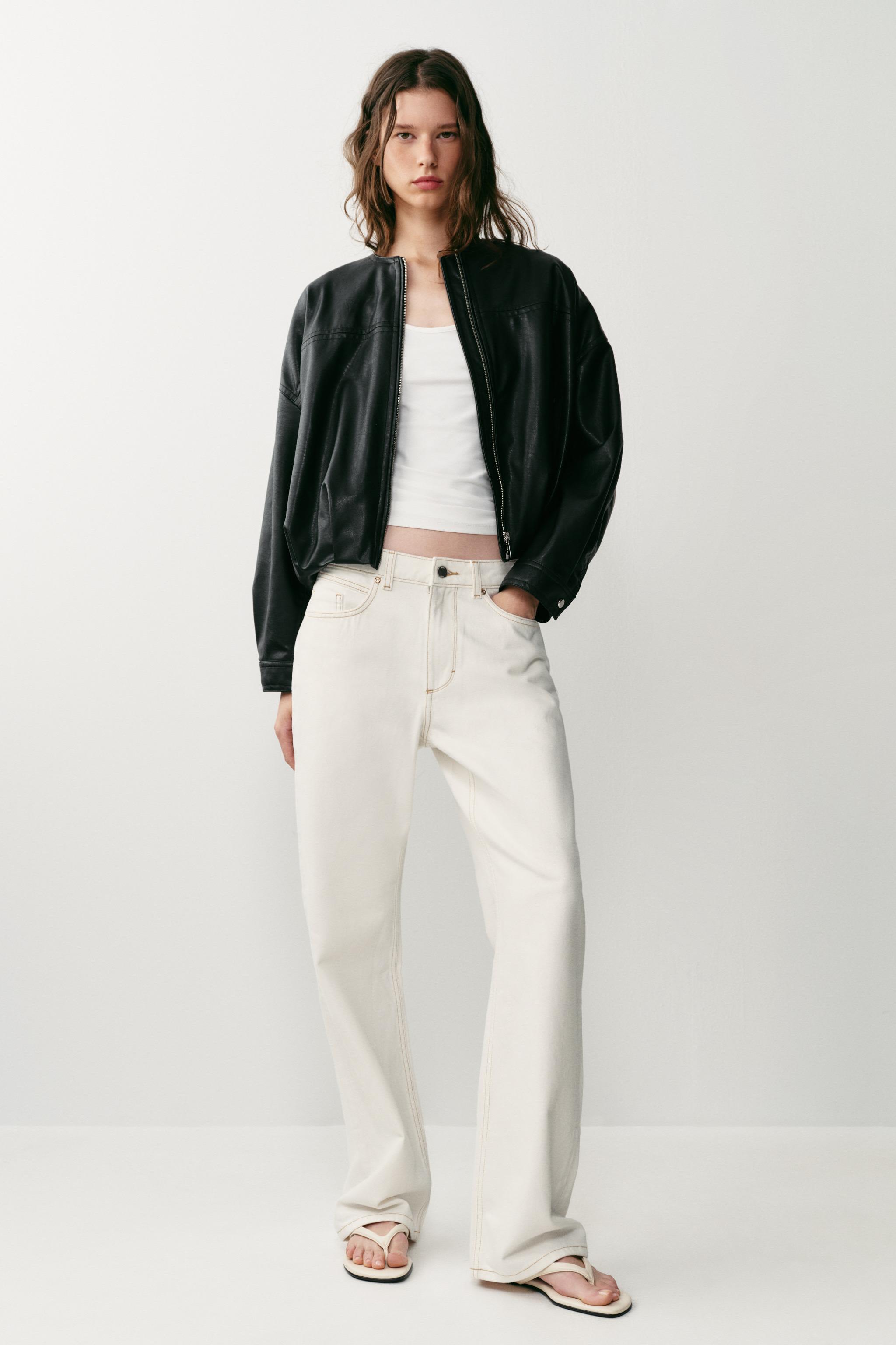 FAUX LEATHER BALLOON BOMBER JACKET